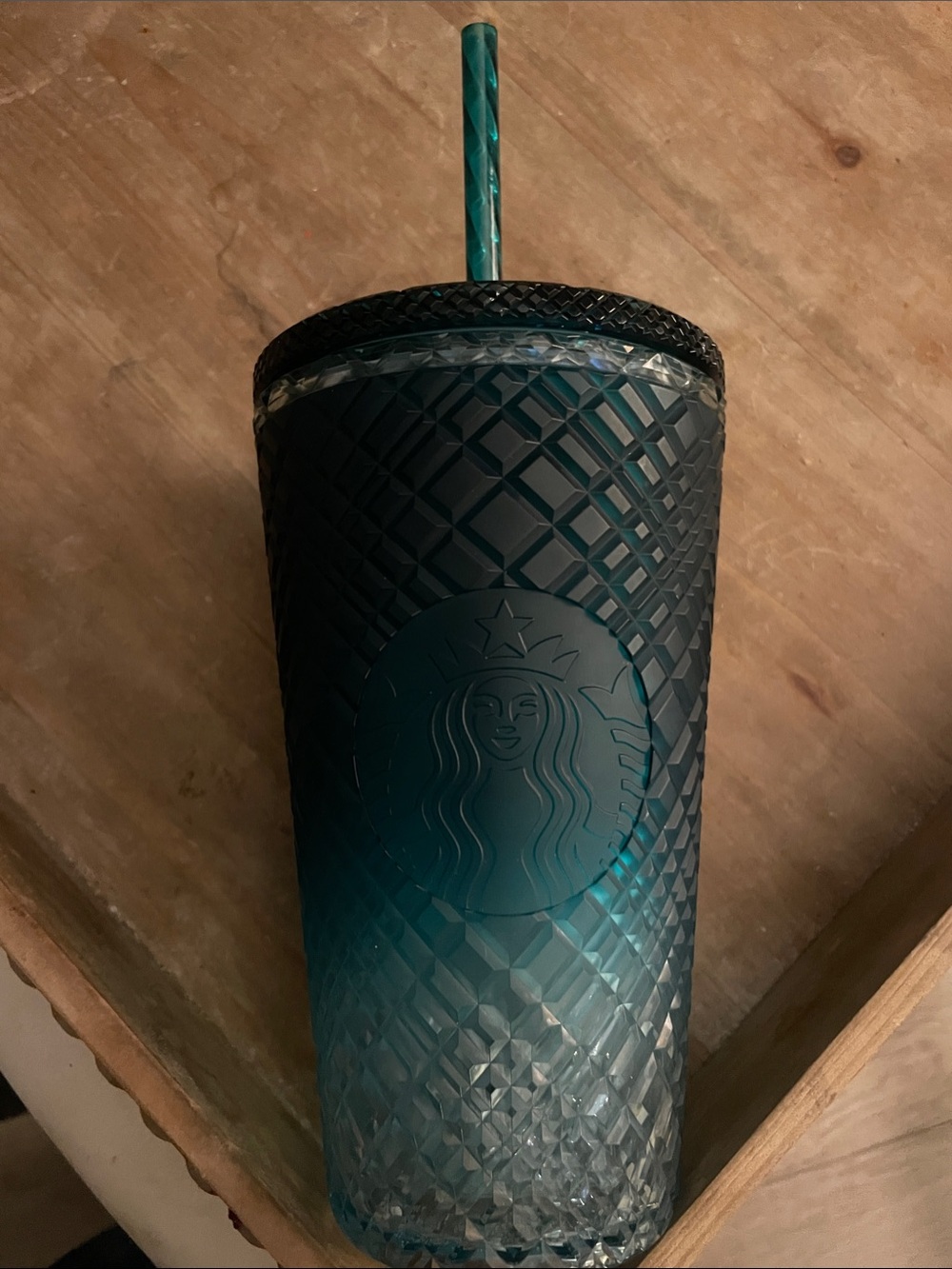 Starbucks Jeweled Teal Ombre Studded Tumbler with Straw -mermaid design 24oz